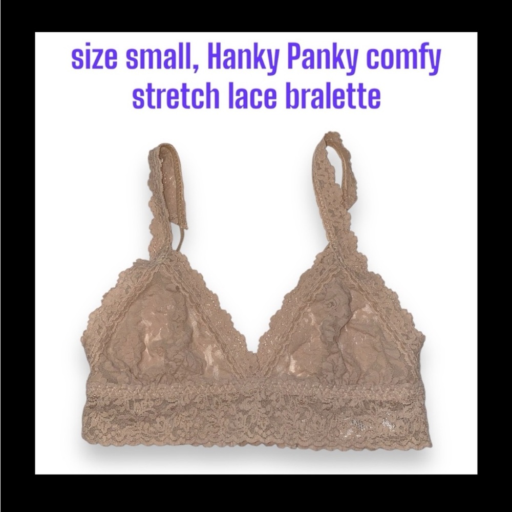 Small Hanky Panky Lace Bralette Adjustable Straps, Beige, Light Nude Comfy! VGUC